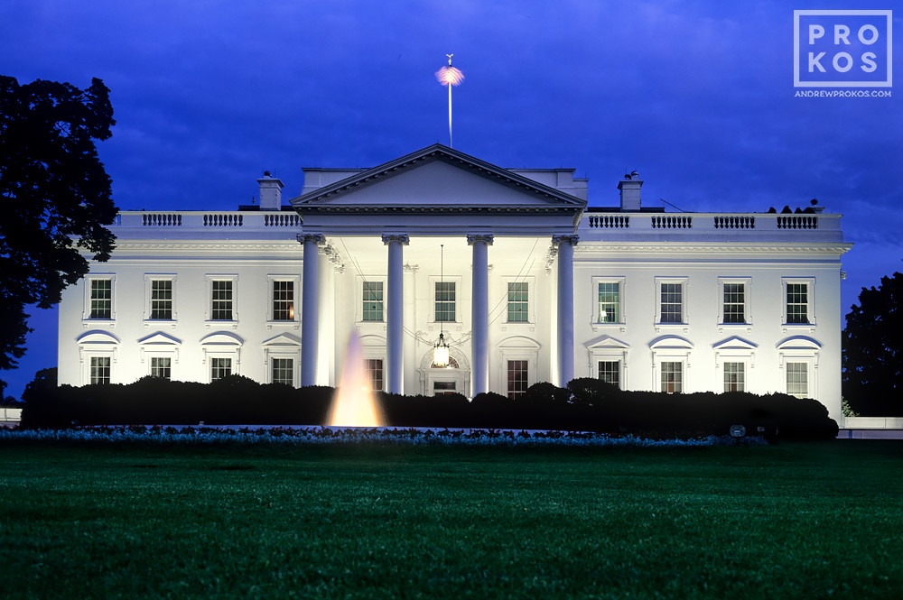 The White House at Night - Framed Photograph by Andrew Prokos