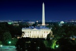 An ultra high-definition panoramic view of the White House, Washington Monument, Jefferson Memorial, and the National Mall at night, Washington DC. Large-scale fine art prints of this photo are available up to 120" in size.