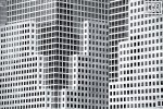 A black and white architectural photo of a detail from the facade of the World Financial Center, New York City