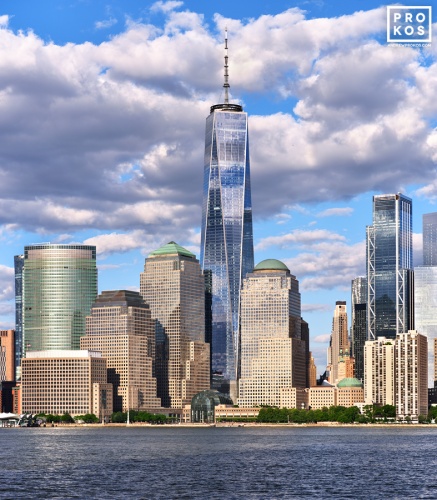 A view of the World Trade Center and Hudson River during the day, New York City