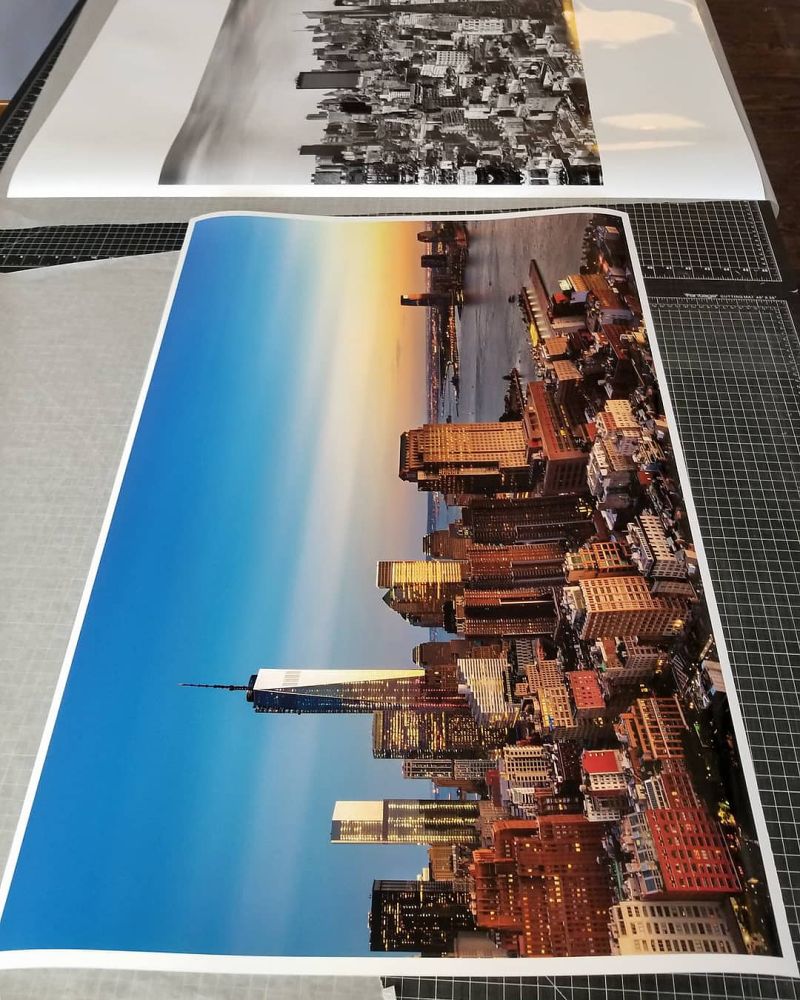 View of the World Trade Center and Lower Manhattan at Dusk - Color Fine Art Print by Photographer Andrew Prokos