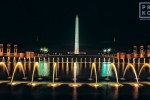 A view of the World War II Memorial and Washington Monument at night, Washington DC